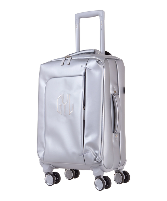 Valise Evasion GYL souple cabine 55 cm coloris argent vue trois quarts avant