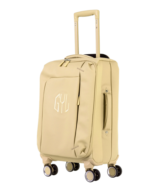 Valise Evasion GYL souple cabine 55 cm coloris champagne vue trois quarts avant