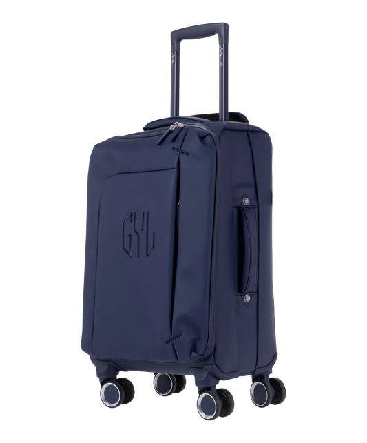 Valise Evasion GYL souple cabine 55 cm coloris marine vue trois quarts avant