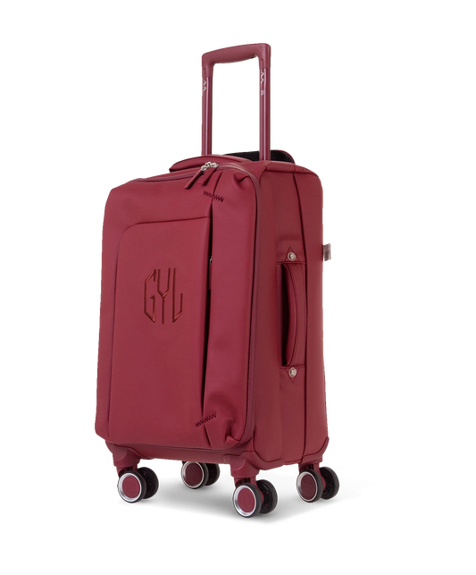 Valise souple Évasion en polyuréthane imperméable cabine 55 cm coloris rouge foncé vue trois quarts avant