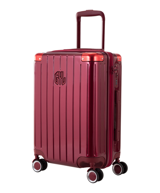 Valise Intemporelle en polycarbonate cabine 55 cm coloris dark red vue trois quarts