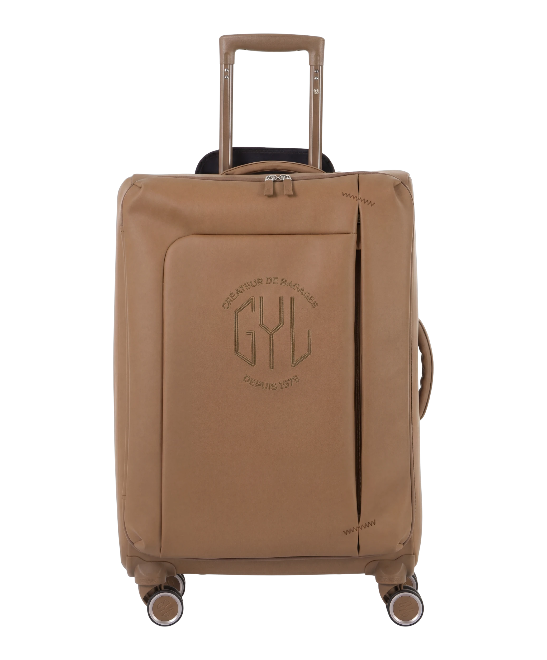 Valise Evasion GYL souple semaine 65 cm coloris moca vue de face avec logo GYL