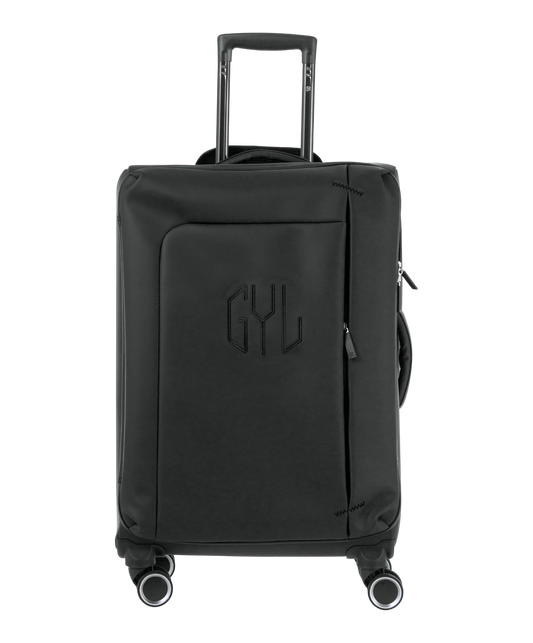 Valise Evasion GYL souple semaine 65 cm coloris noir vue de face avec logo GYL