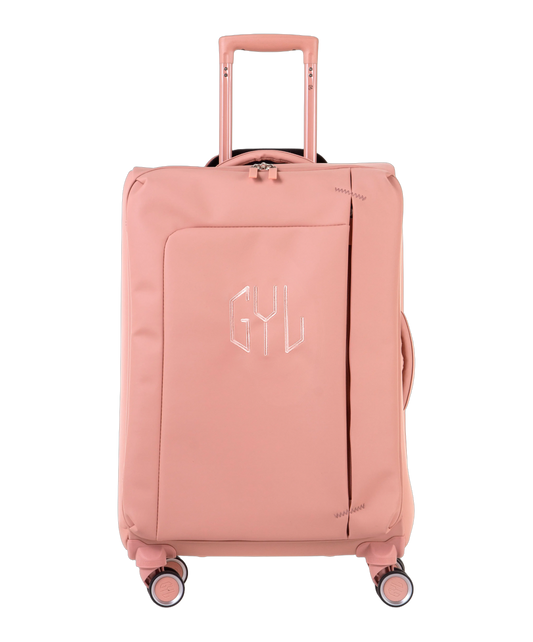 Valise Evasion GYL souple semaine 65 cm coloris rose gold vue de face avec logo GYL