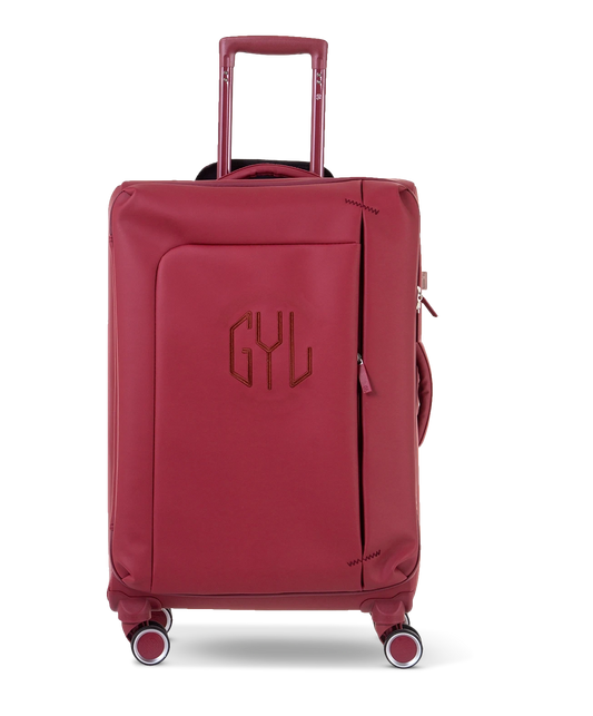 Valise souple Évasion en polyuréthane imperméable semaine 65 cm coloris rouge foncé vue de face avec logo GYL embossé