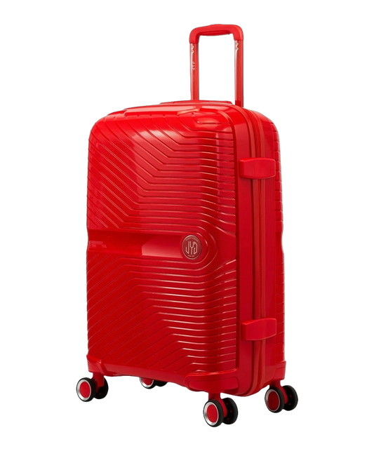 Valise moyenne Signature GYL rouge vue trois quarts