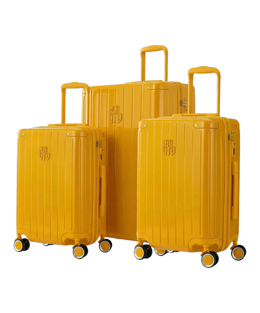 Set de 3 valises rigides Intemporelle jaune cabine semaine et soute face avant GYL