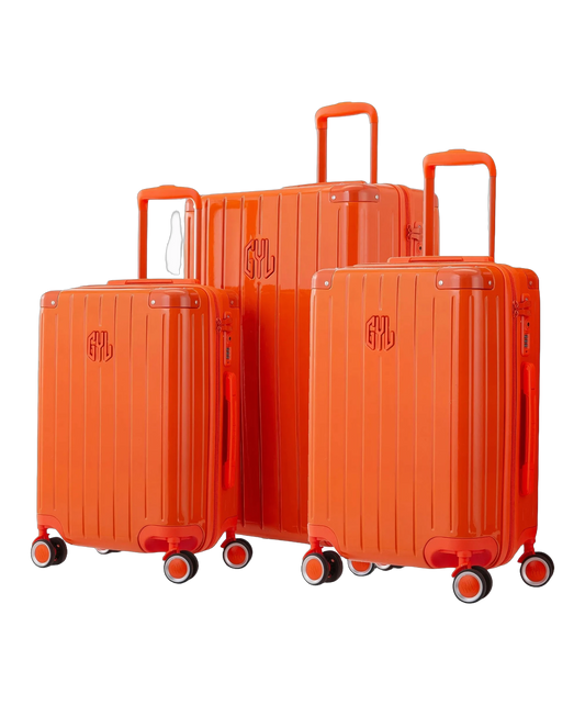 Set de 3 valises rigides Intemporelle orange fonce cabine semaine et soute face avant GYL