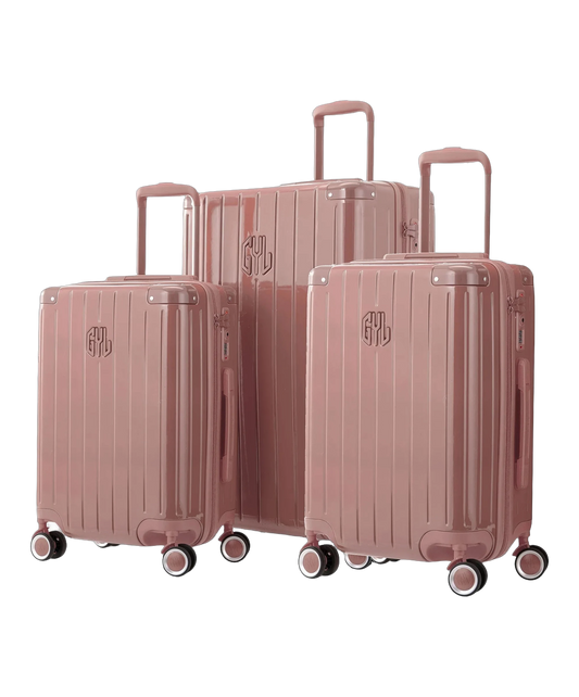 Set de 3 valises rigides Intemporelle rose gold cabine semaine et soute face avant GYL