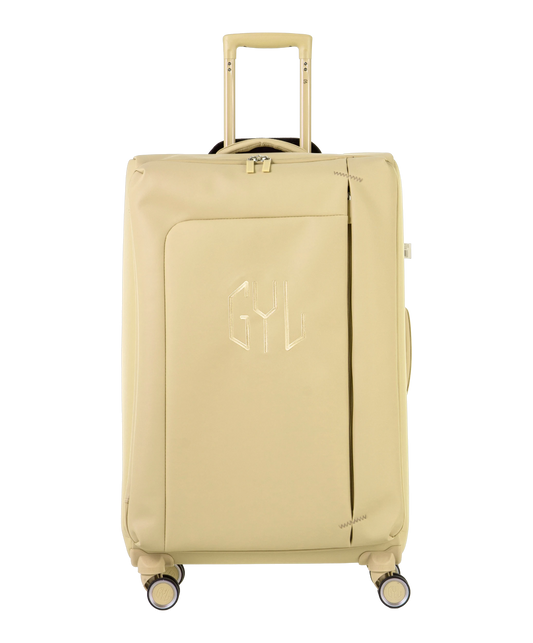 Valise Evasion GYL souple soute 75 cm coloris champagne vue de face avec logo GYL