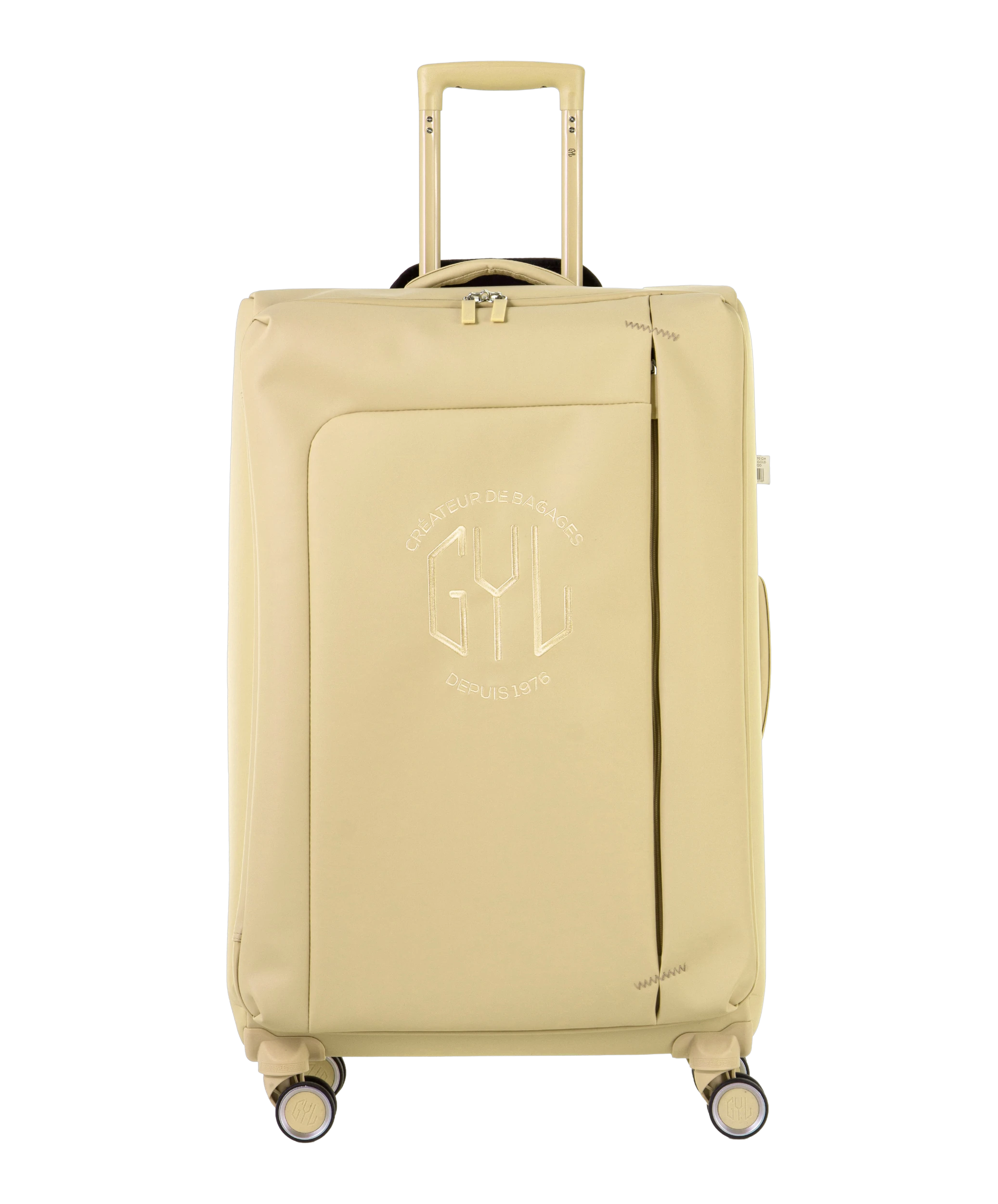 Valise Evasion GYL souple soute 75 cm coloris champagne vue de face avec logo GYL