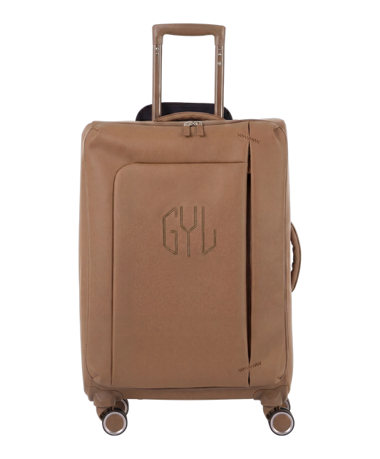 Valise Evasion GYL souple soute 75 cm coloris moca vue de face avec logo GYL