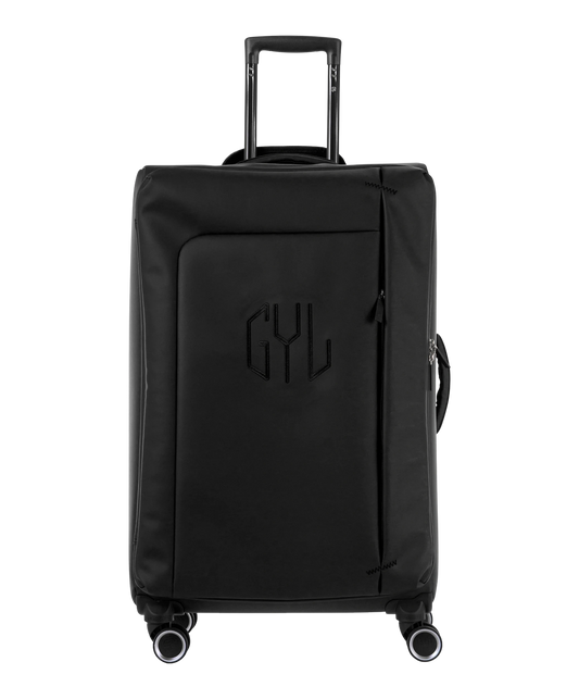 Valise Evasion GYL souple soute 75 cm coloris noir vue de face avec logo GYL