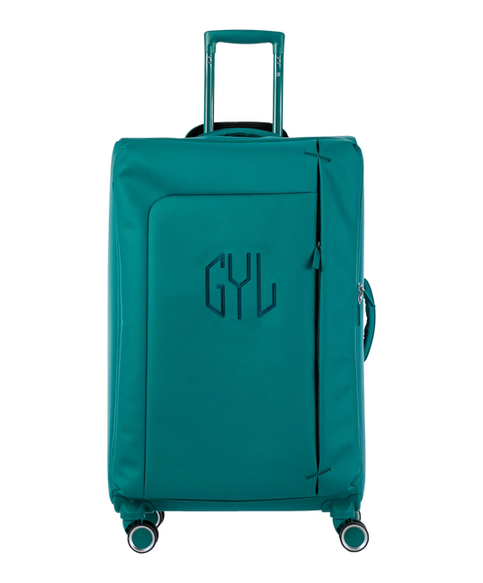 Valise Evasion GYL souple soute 75 cm coloris sapin vue de face avec logo GYL