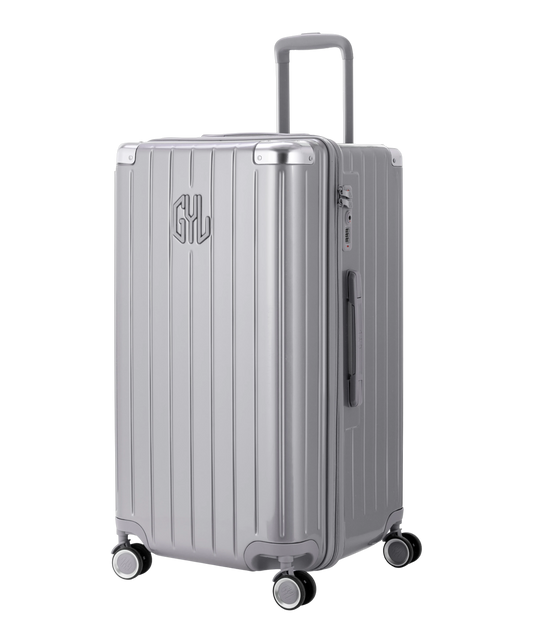 Valise Trunk L Intemporelle GYL en polycarbonate 71 cm coloris argent vue trois quarts avant