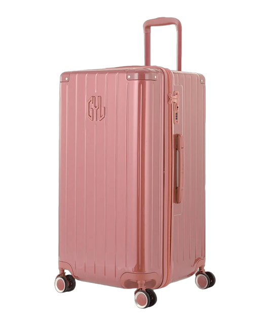 Valise trunk GYL taille L rose gold vue trois quarts polycarbonate rigide