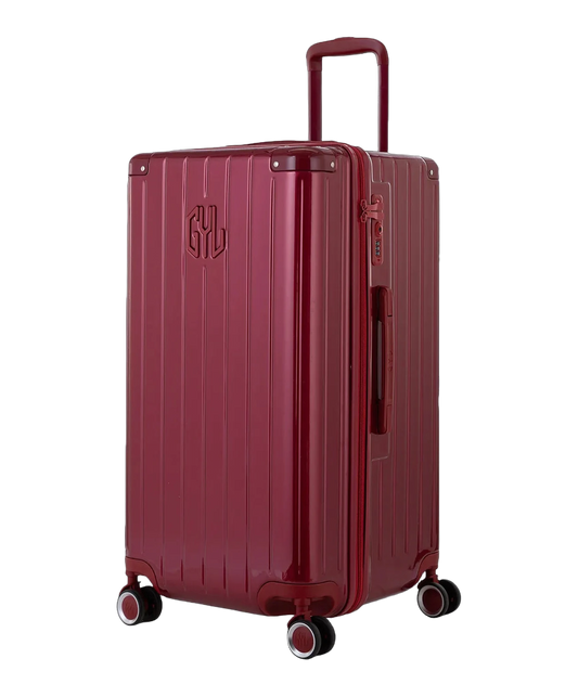 Valise trunk GYL taille L rouge fonce vue trois quarts polycarbonate rigide