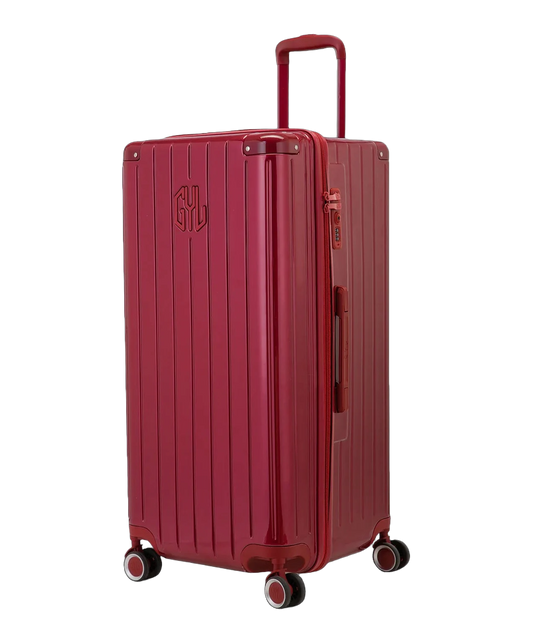 Valise trunk GYL taille XL rouge fonce vue trois quarts polycarbonate rigide