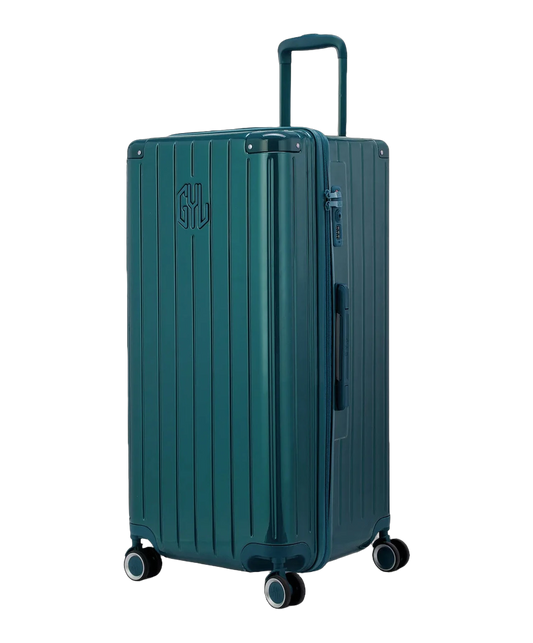 Valise trunk GYL taille XL sapin vue trois quarts polycarbonate rigide