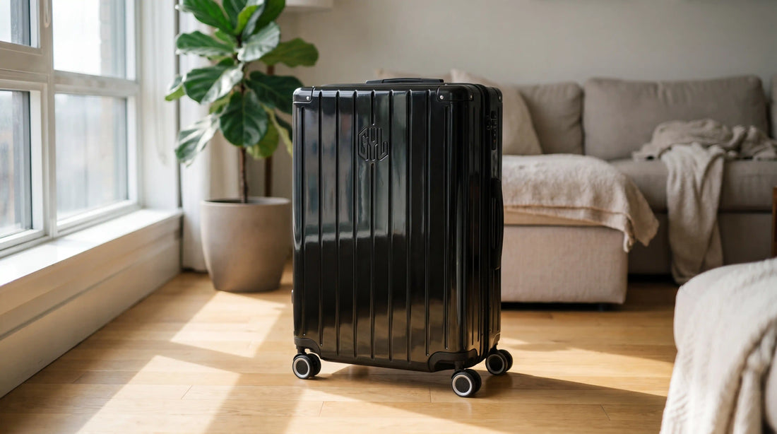 Valise rigide GYL Intemporelle noire garantie à vie dans un intérieur lumineux