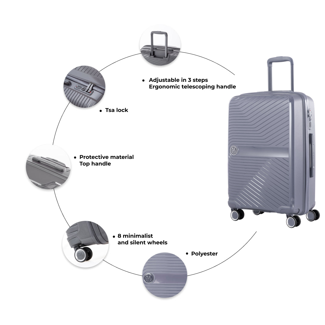 VALISE RIGIDE SILVER PP5 MOYENNE (TAILLE M)