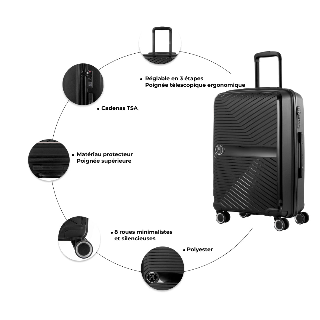 VALISE RIGIDE BLACK PP5 CABINE (TAILLE S)