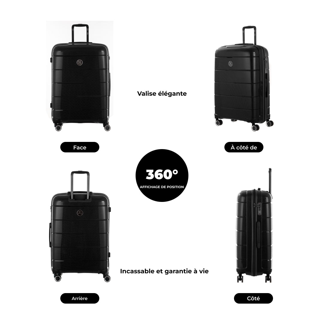 SET DE 3 VALISES RIGIDES Black CH3 (TAILLES S, M, L)