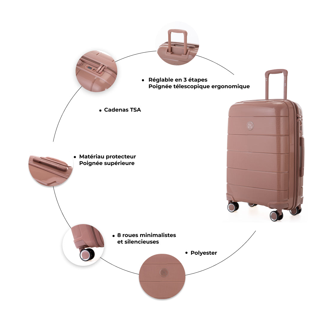 VALISE RIGIDE PINK GOLD CH3 GRANDE (TAILLE L)