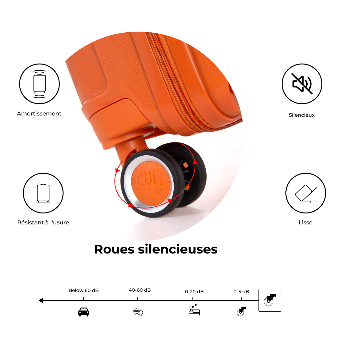 SET DE 3 VALISES RIGIDES Orange CH3 (TAILLES S, M, L)