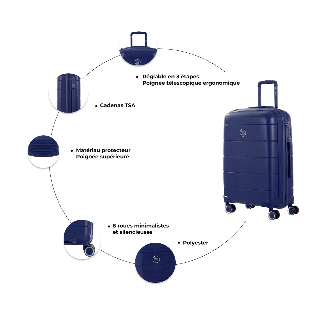 VALISE RIGIDE NAVY CH3 CABINE (TAILLE S)