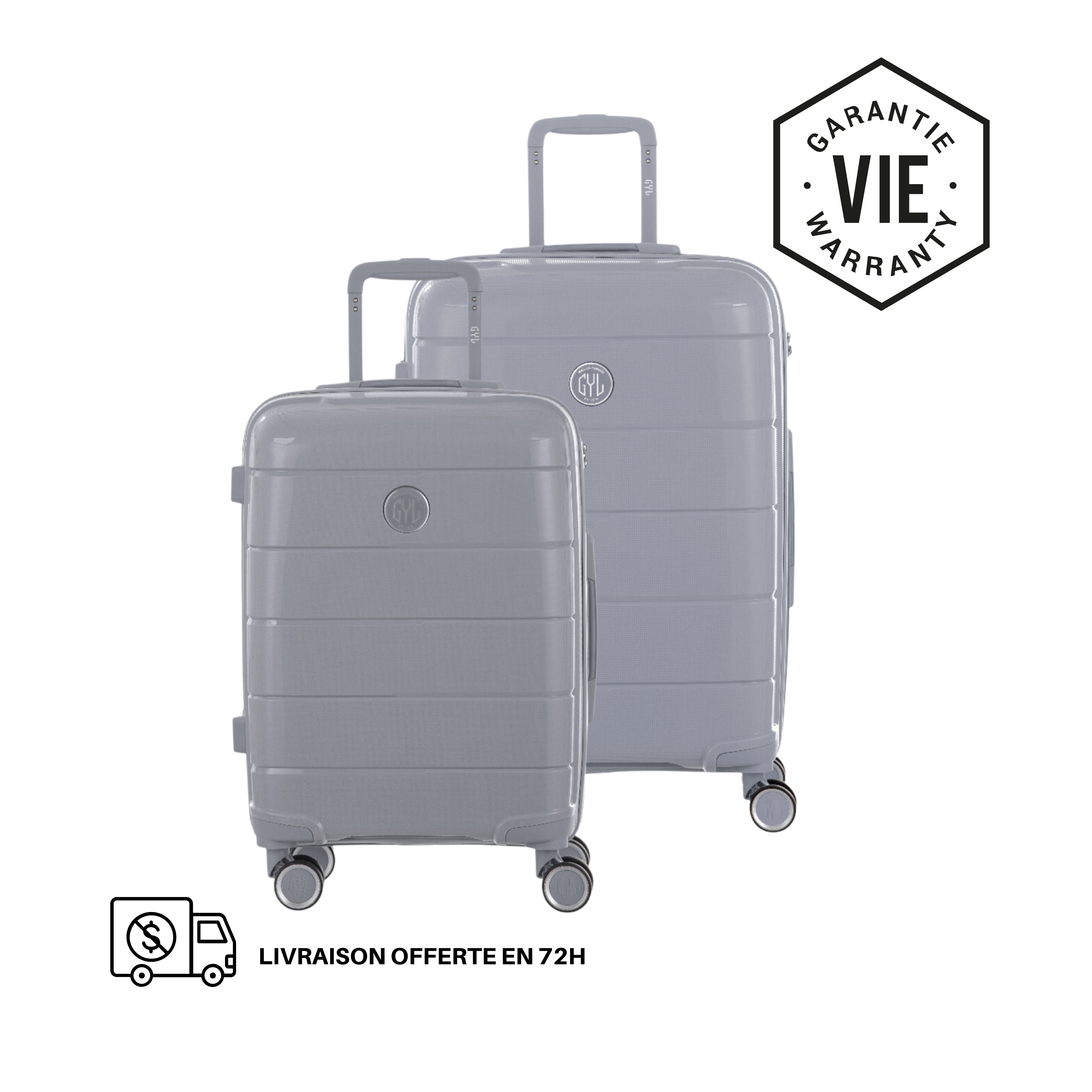 KIT DE 2 SOLO : VALISES RIGIDES SILVER CH3(TAILLE M,L)