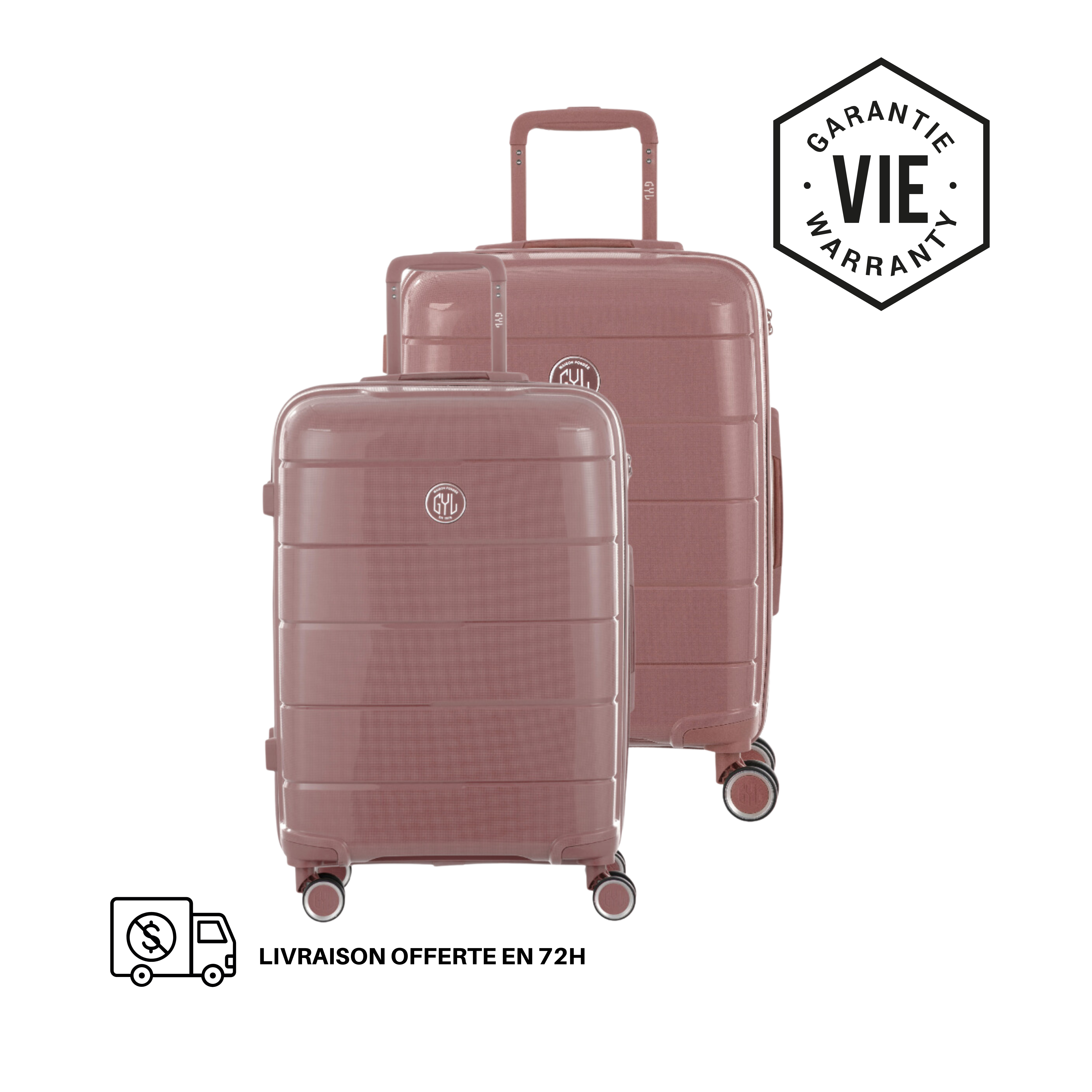 KIT DE 2 SOLO : VALISES RIGIDES PINK GOLD CH3(TAILLE M,L)