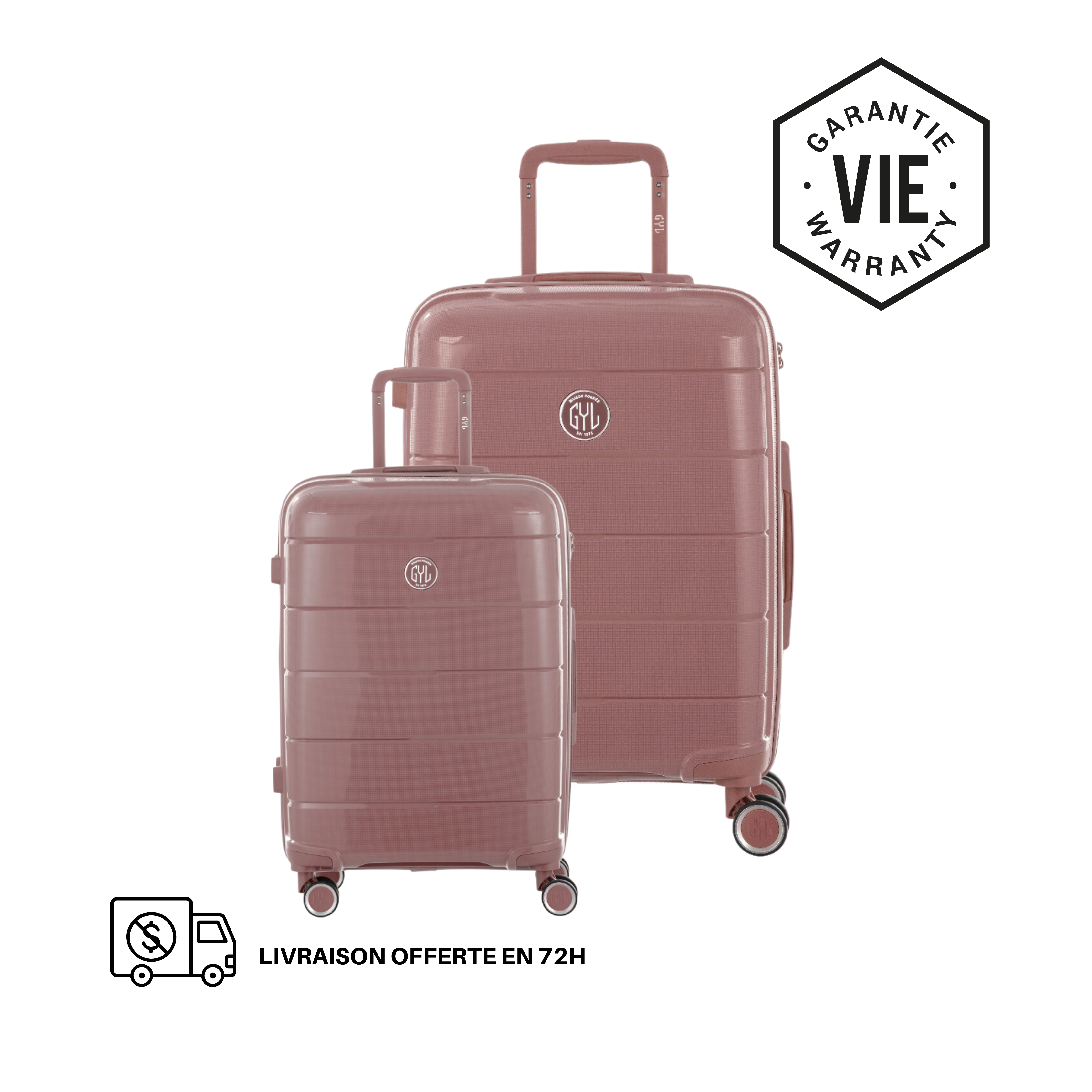 SET DE 2  VALISES RIGIDES PINK GOLD CH3(TAILLE S,M)