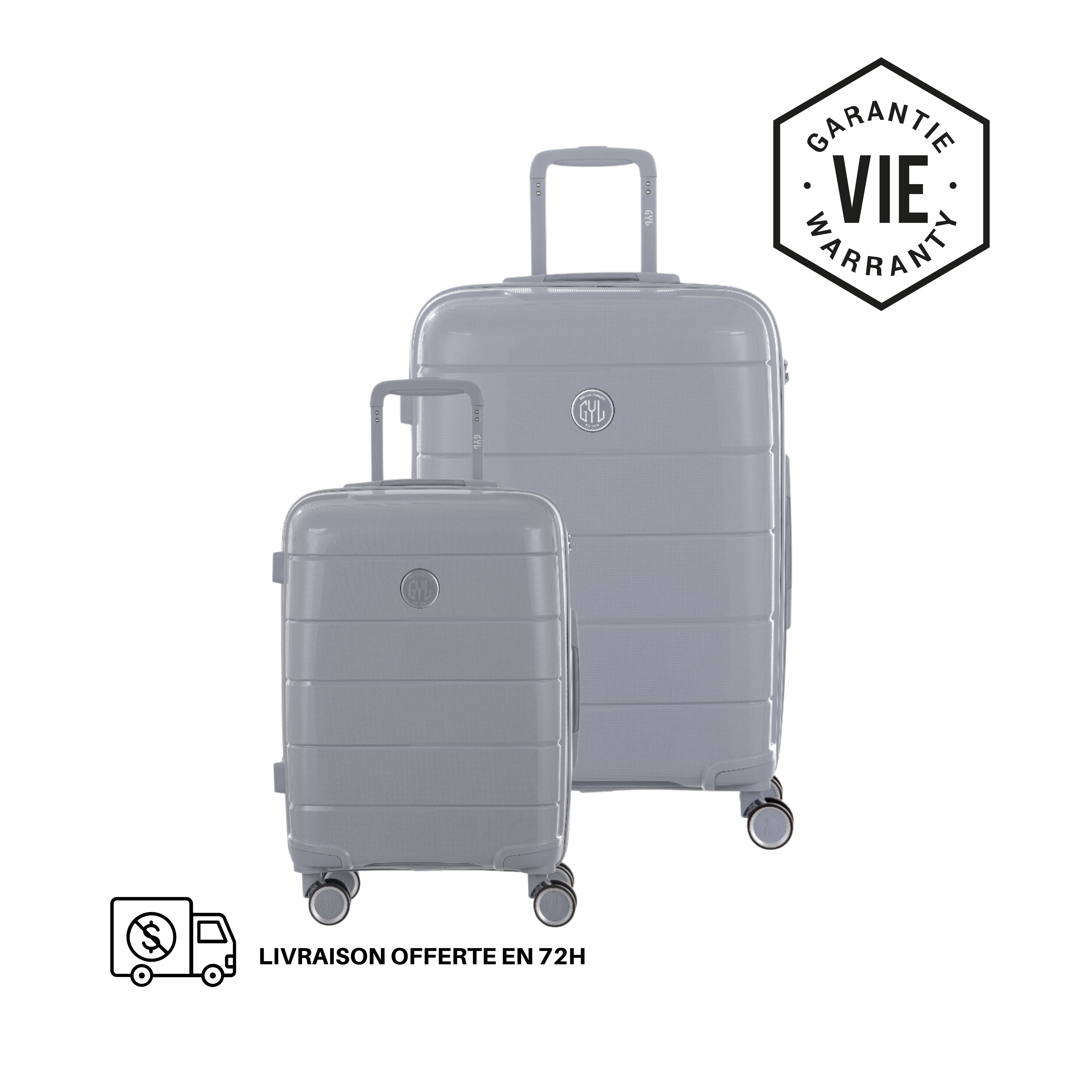 SET DE 2 SOLO : VALISES RIGIDES SILVER CH3(TAILLE S,M)