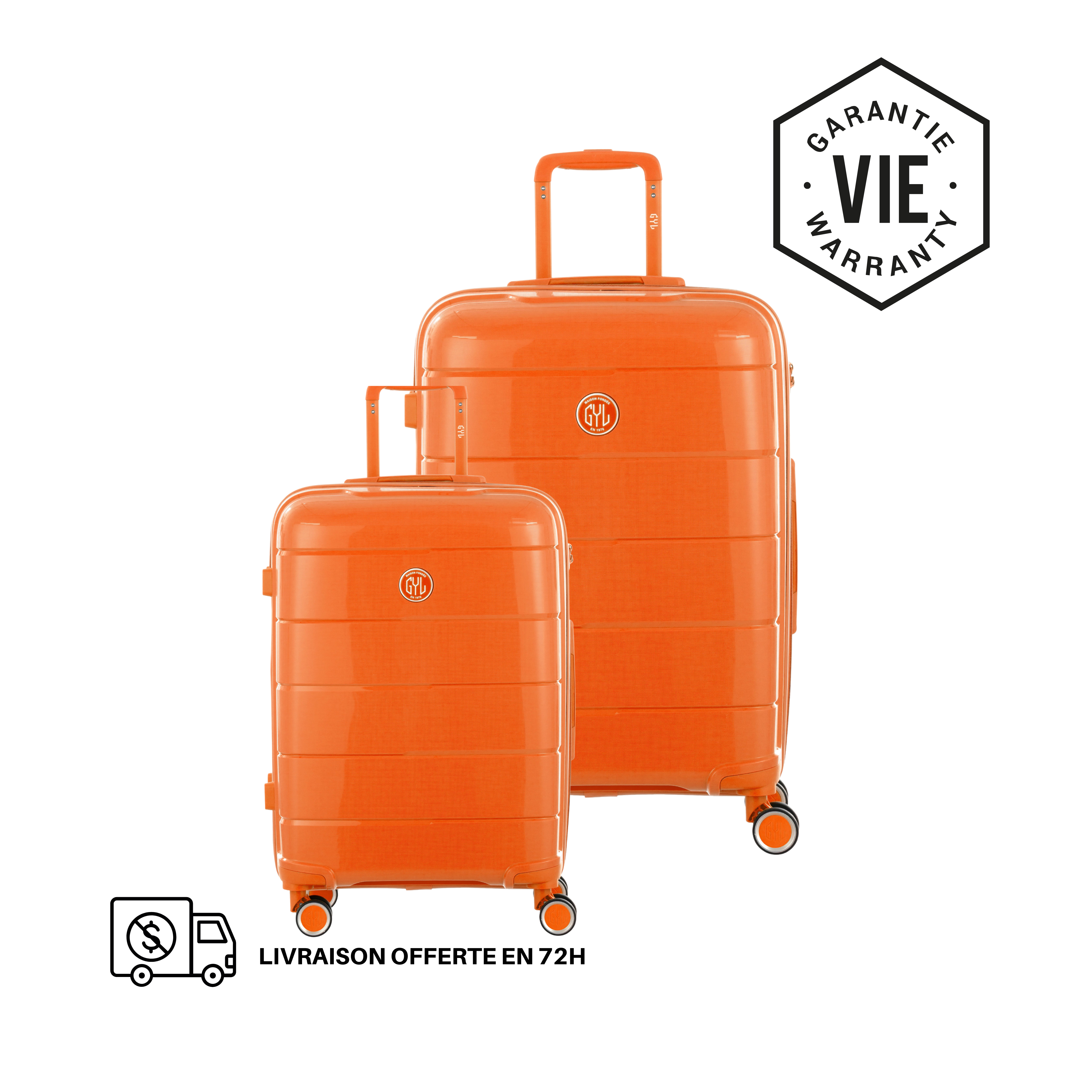 SET DE 2 SOLO : VALISES RIGIDES ORANGE CH3(TAILLE S,M)