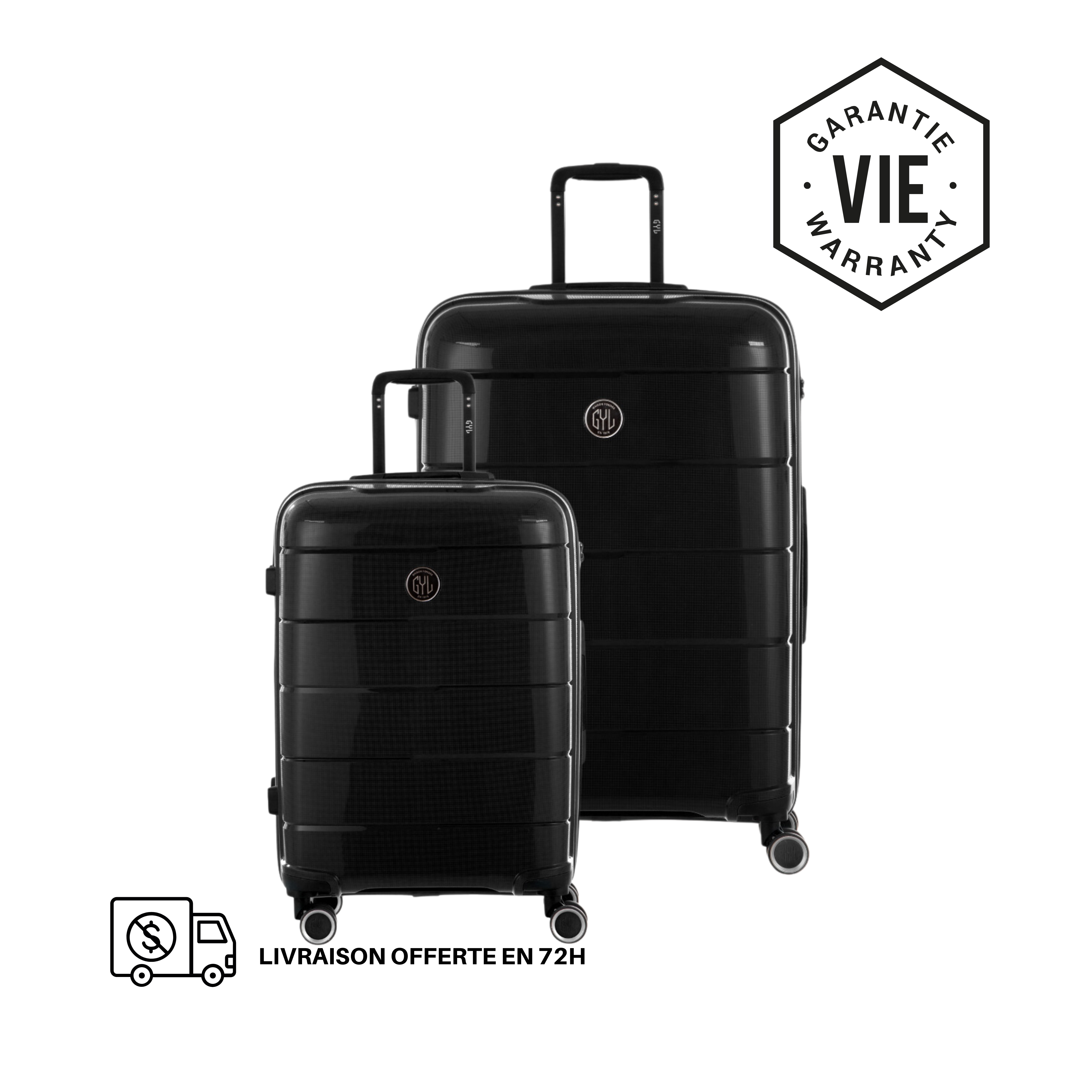 SET DE 2 SOLO : VALISES RIGIDES BLACK CH3(TAILLE S,M)