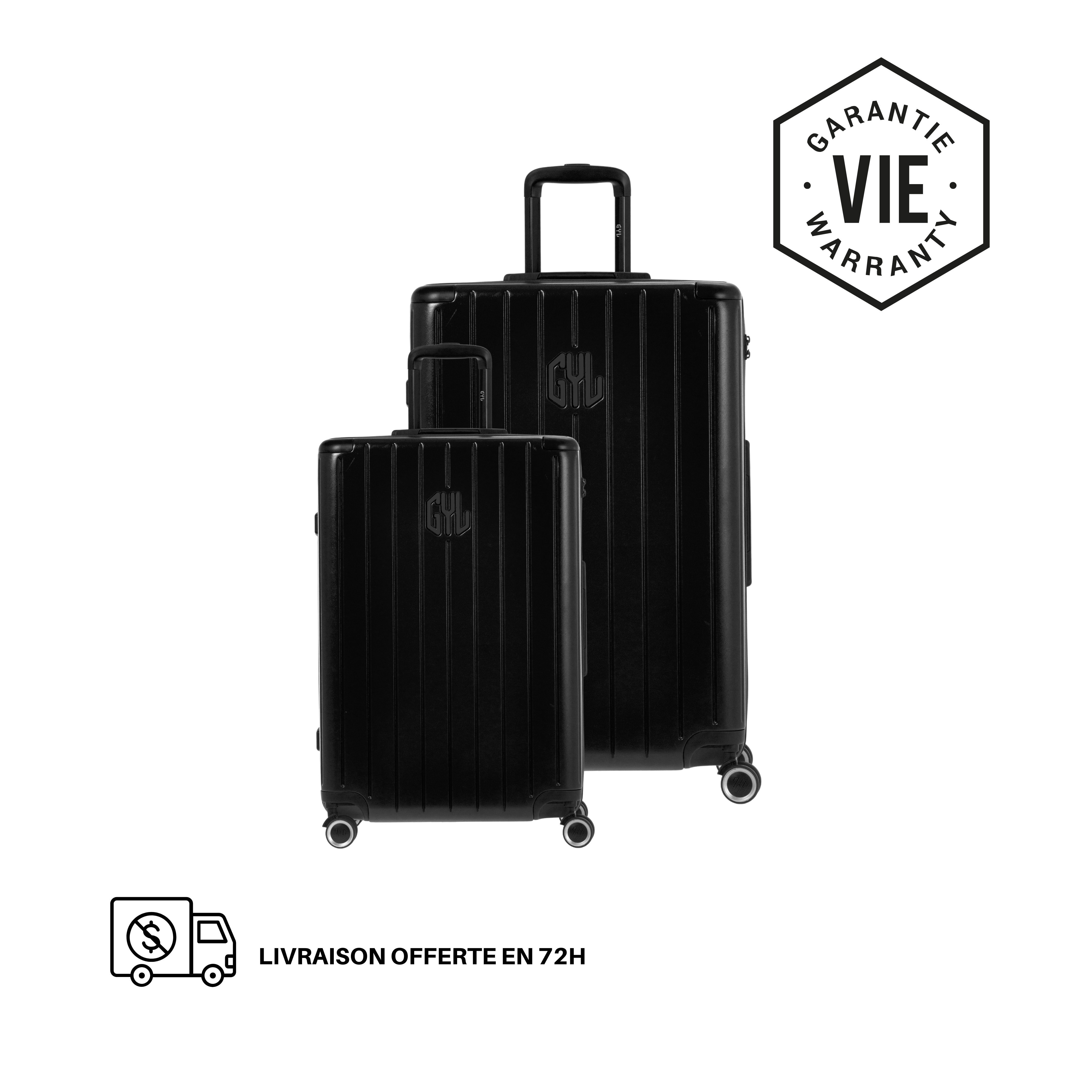 SET DE 2: VALISES RIGIDES BLACK FE204 (TAILLE S,M)