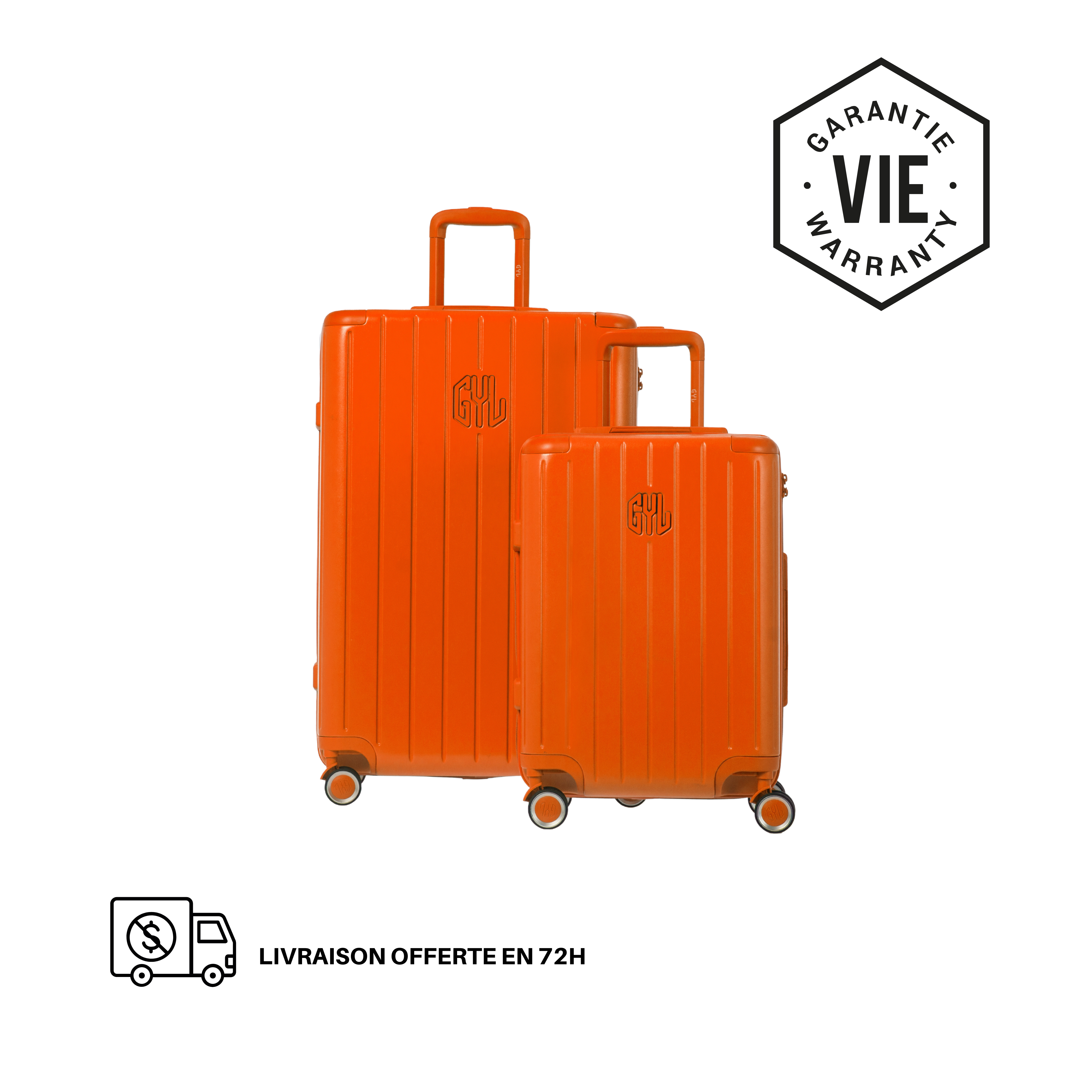 SET DE 2: VALISES RIGIDES ORANGE FE204 (TAILLE S,M)