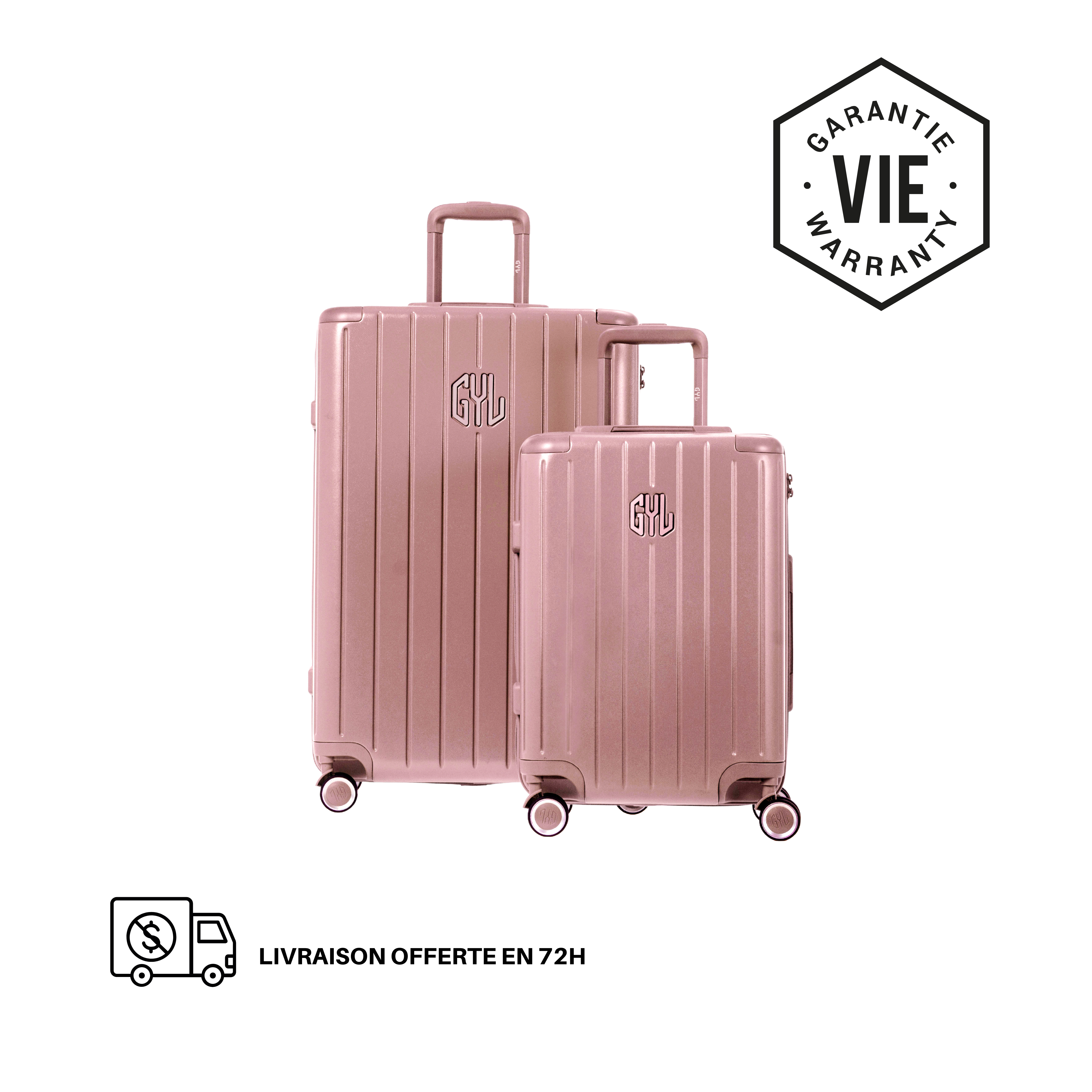 SET DE 2: VALISES RIGIDES PINK GOLD FE204 (TAILLE S,M)