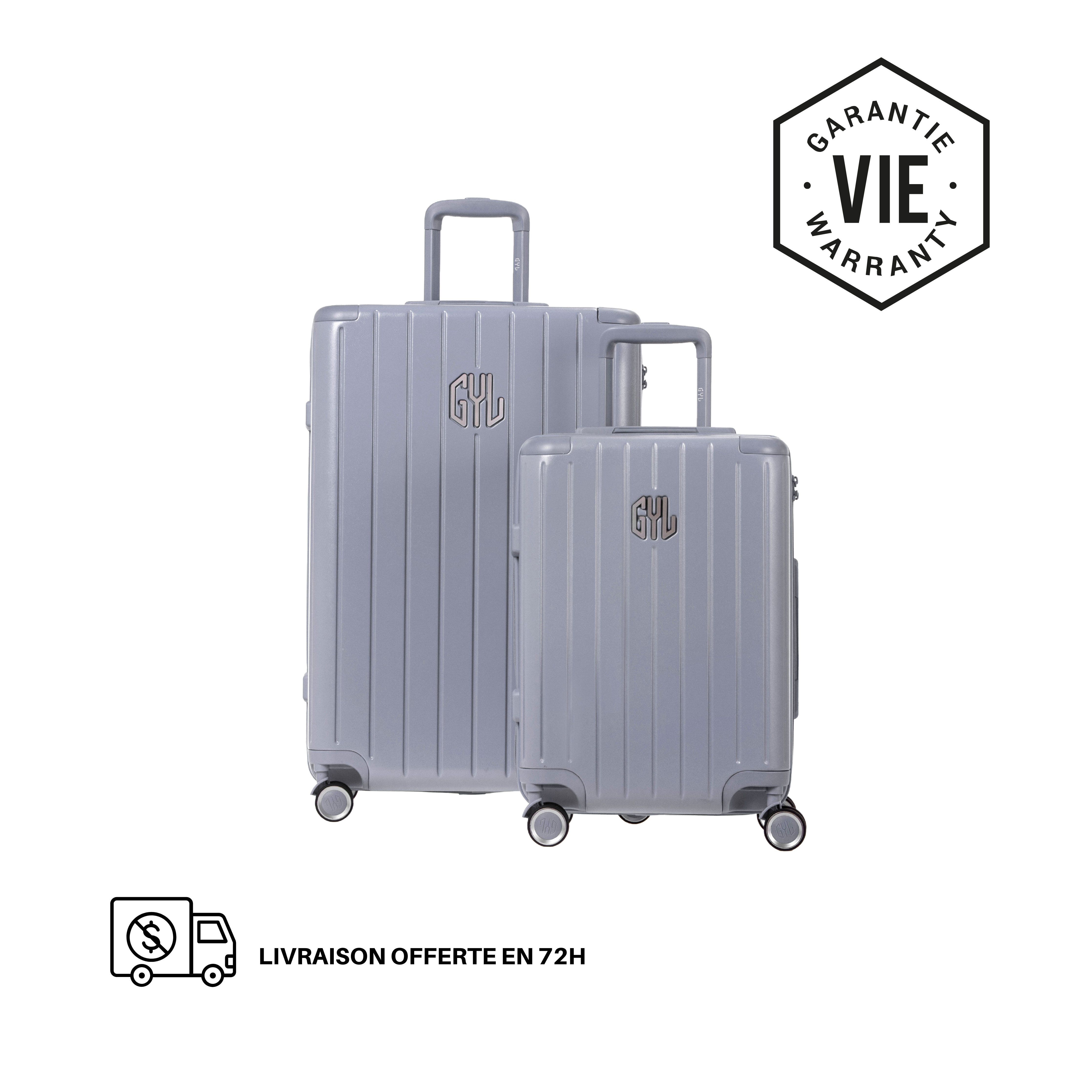 SET DE 2: VALISES RIGIDES SILVER FE204 (TAILLE S,M)