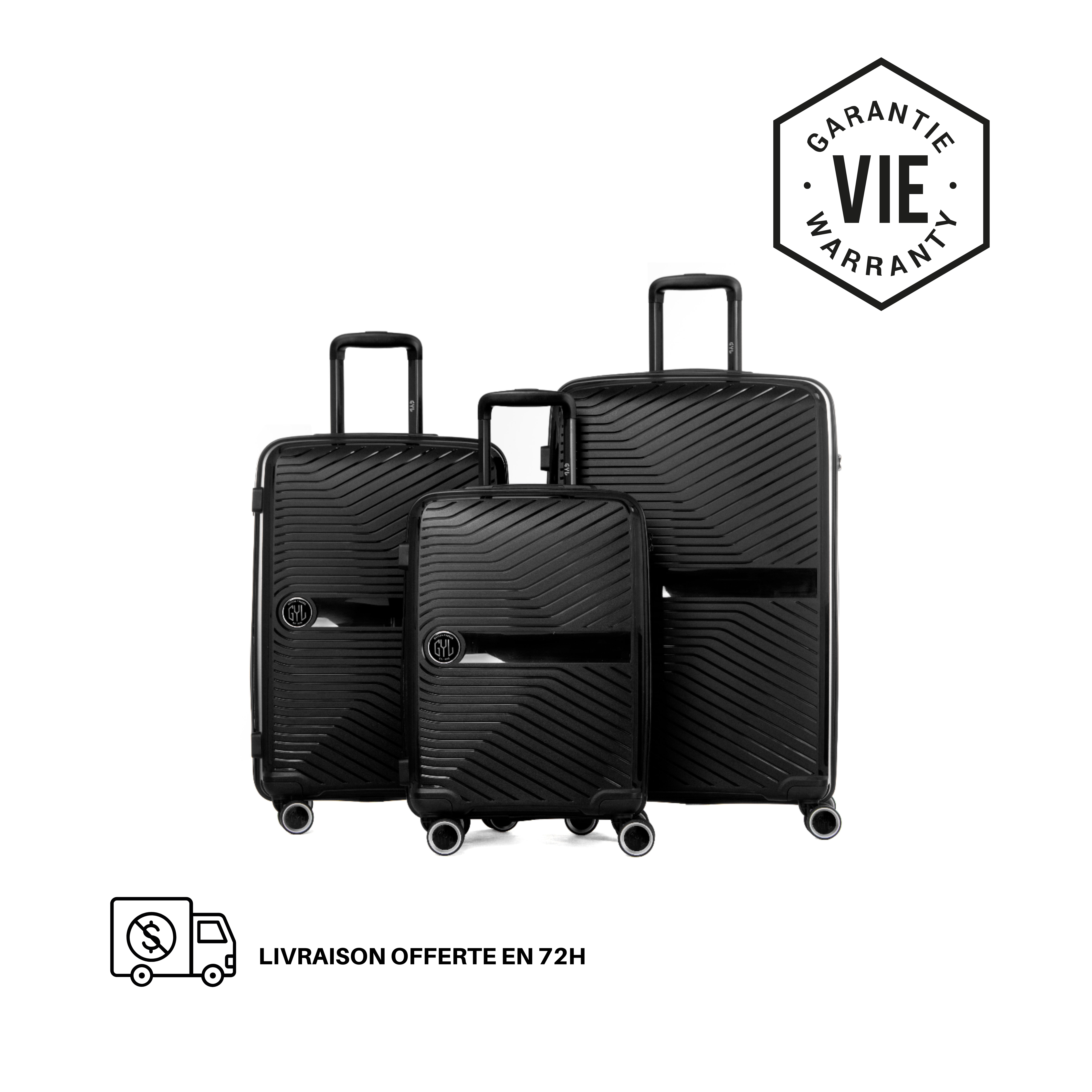 SET DE 3 VALISES RIGIDES Black PP5 (TAILLES S, M, L)