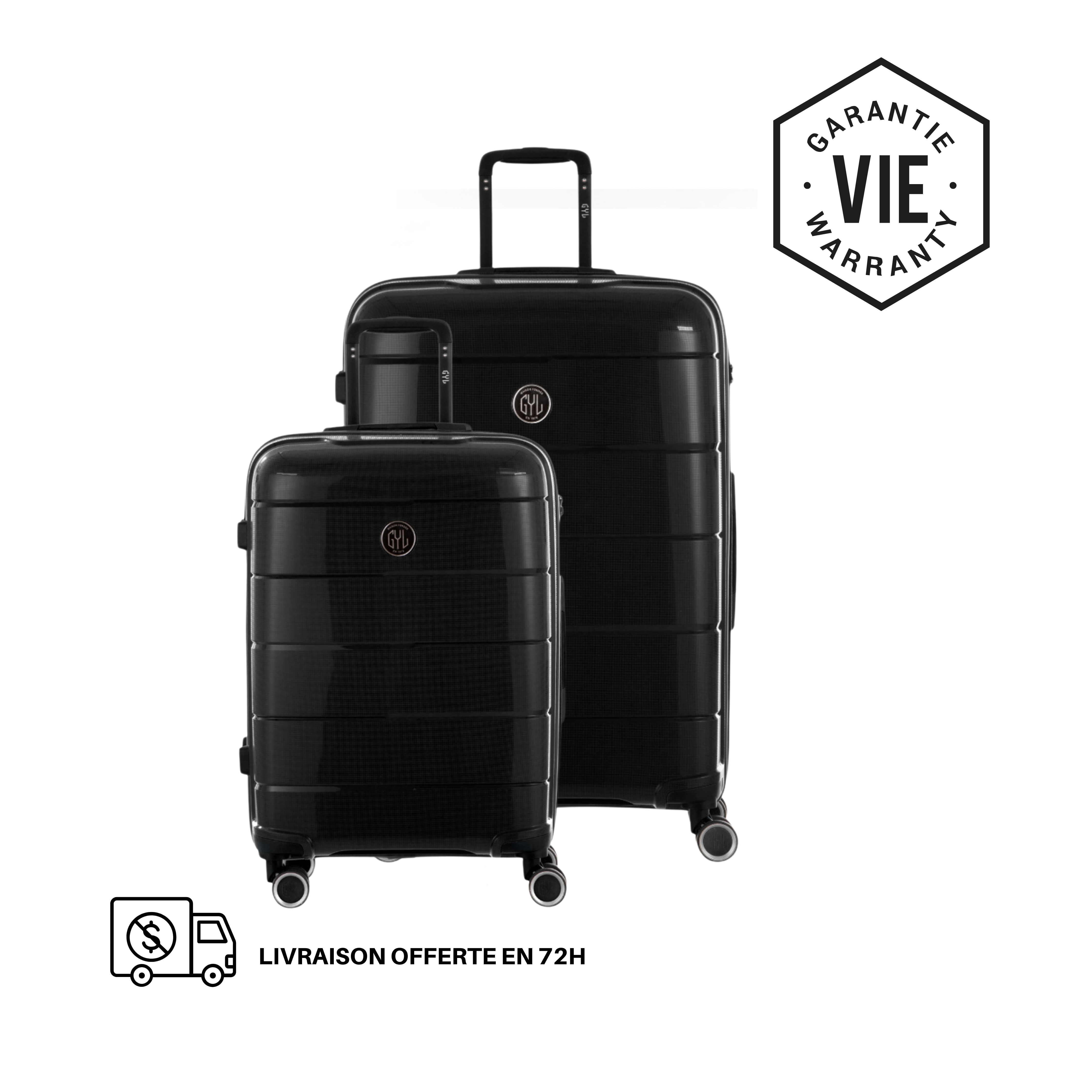 KIT DE 2 SOLO : VALISES RIGIDES BLACK CH3(TAILLE M,L)