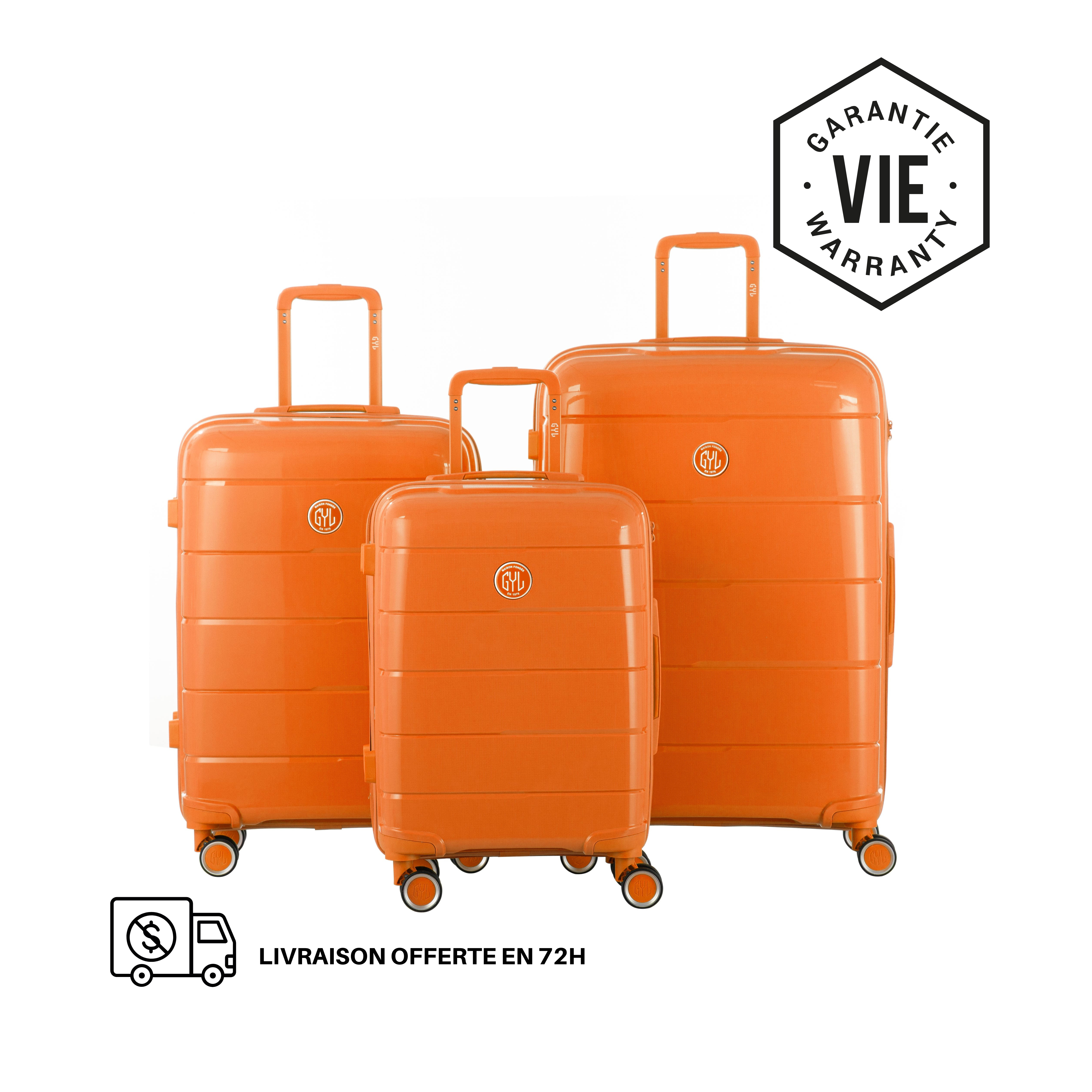 SET DE 3 VALISES RIGIDES Orange CH3 (TAILLES S, M, L)