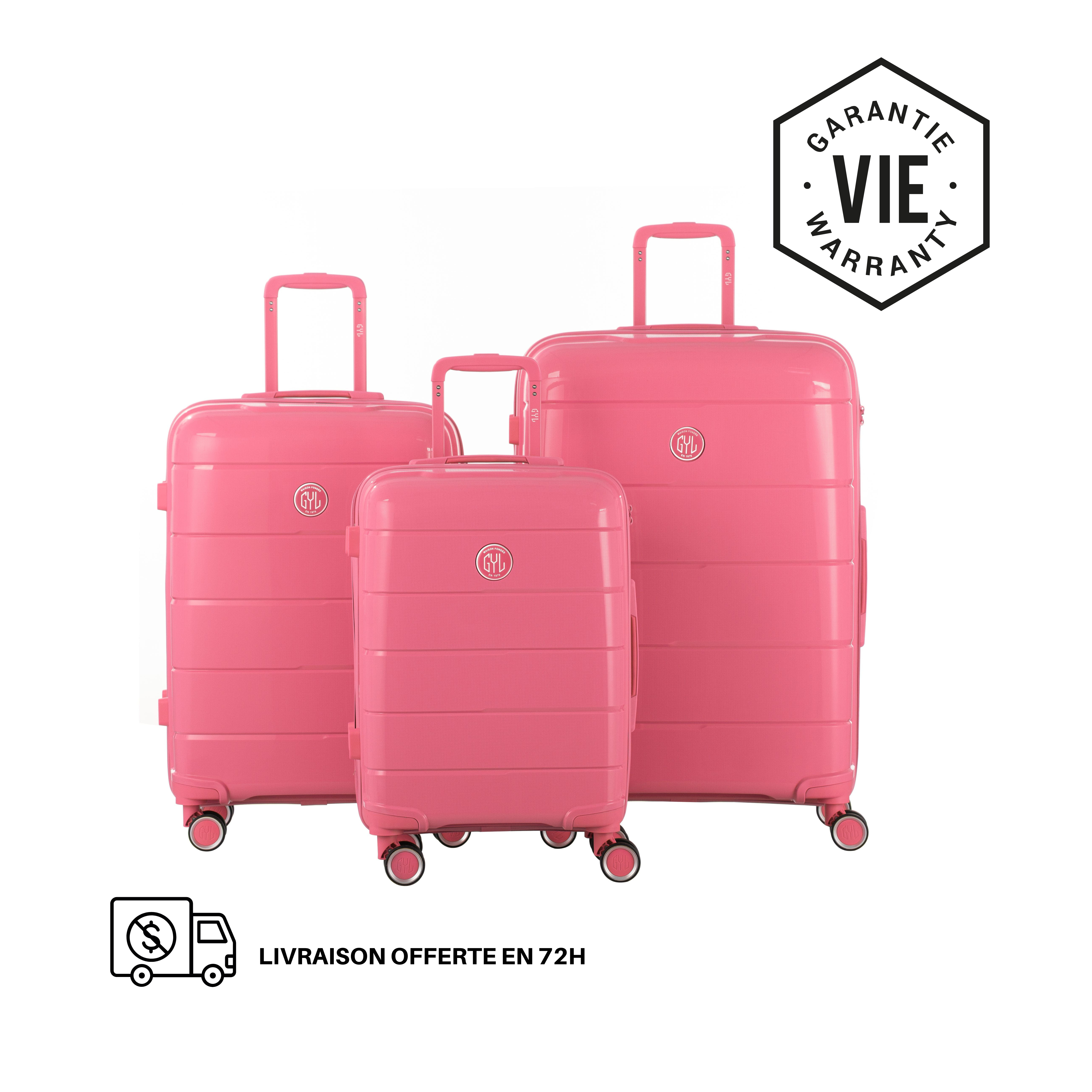 SET DE 3 VALISES RIGIDES Pink CH3 (TAILLES S, M, L)