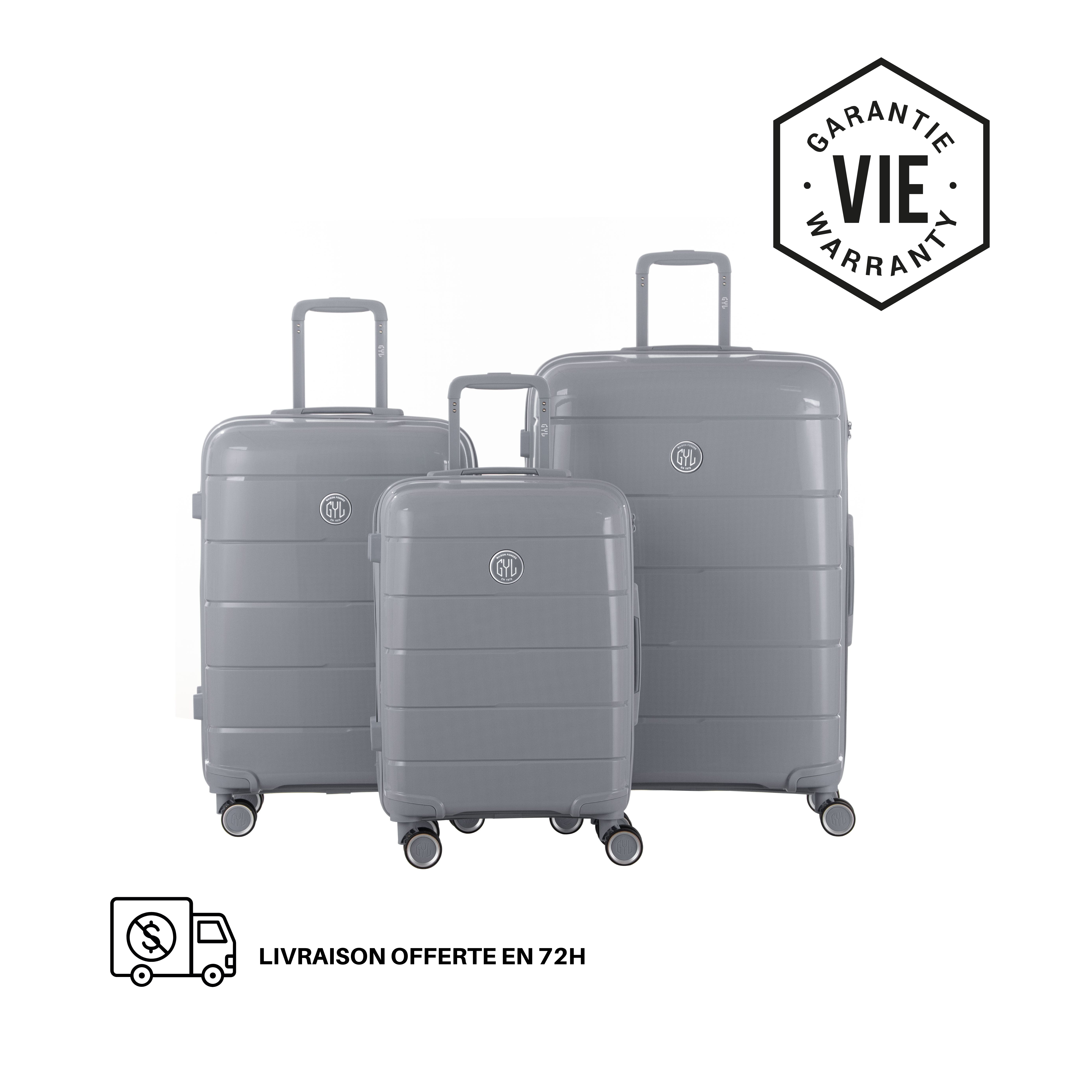 SET DE 3 VALISES RIGIDES Silver CH3 (TAILLES S, M, L)