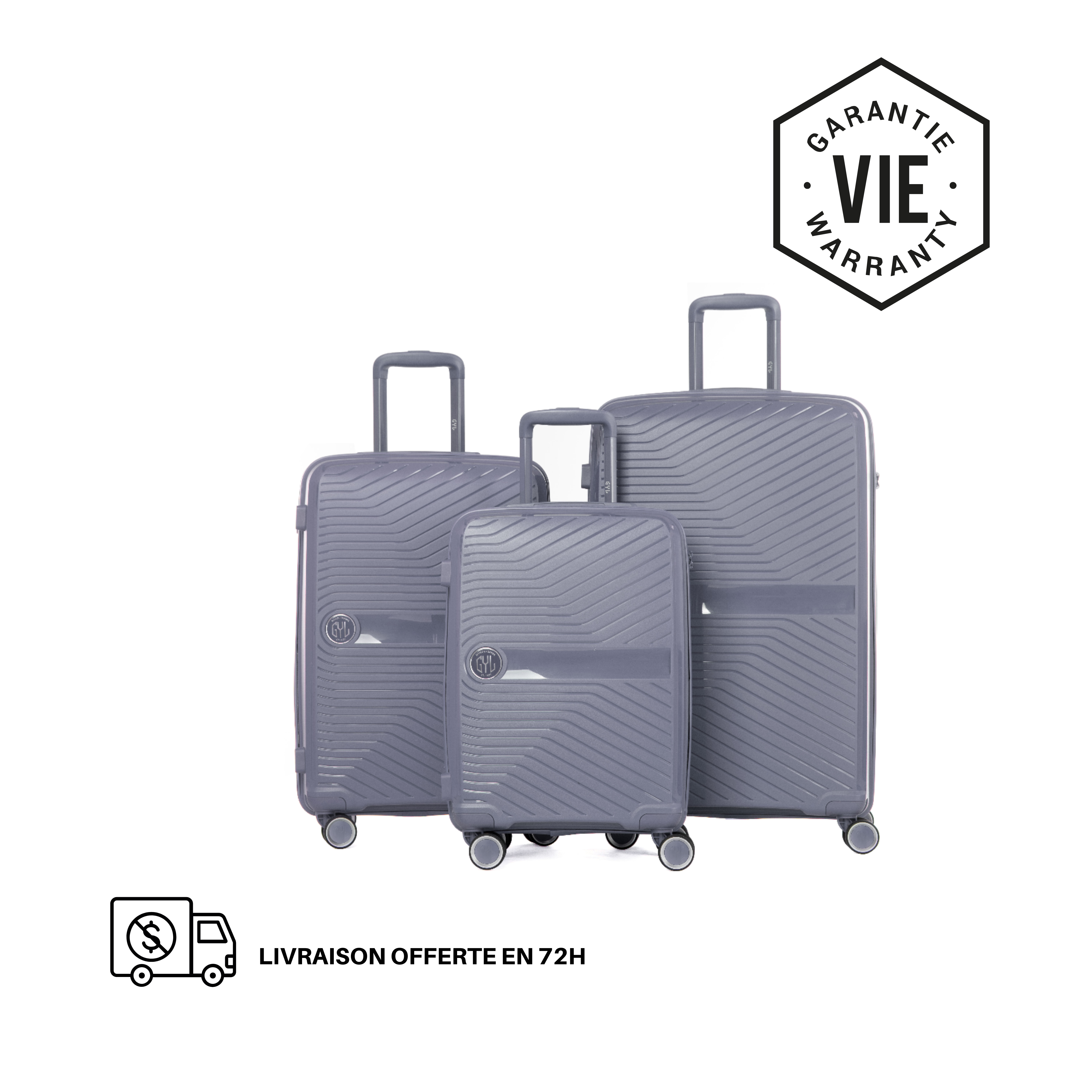 SET DE 3 VALISES RIGIDES Silver PP5 (TAILLES S, M, L)