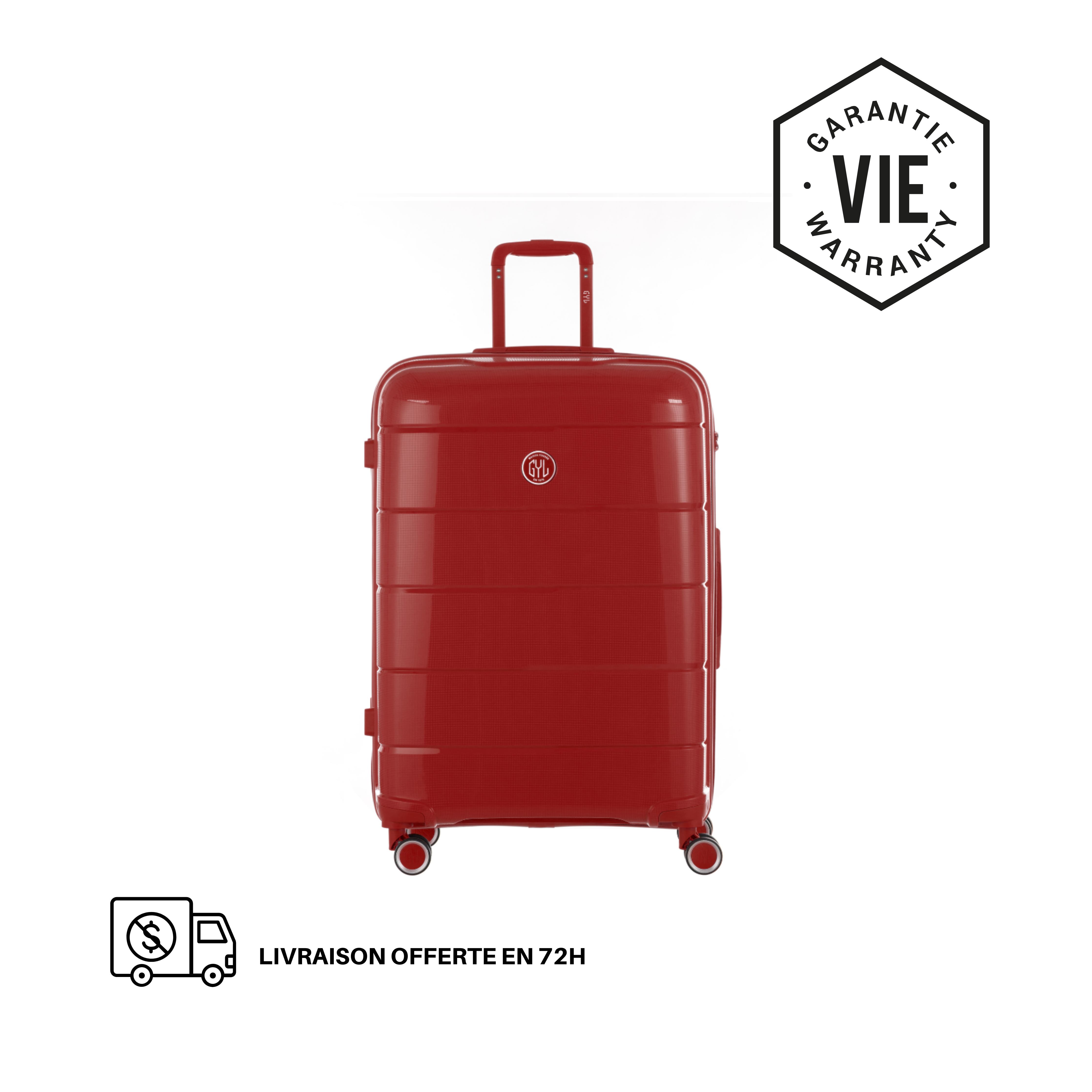 VALISE RIGIDE DARK RED CH3 GRANDE (TAILLE L)