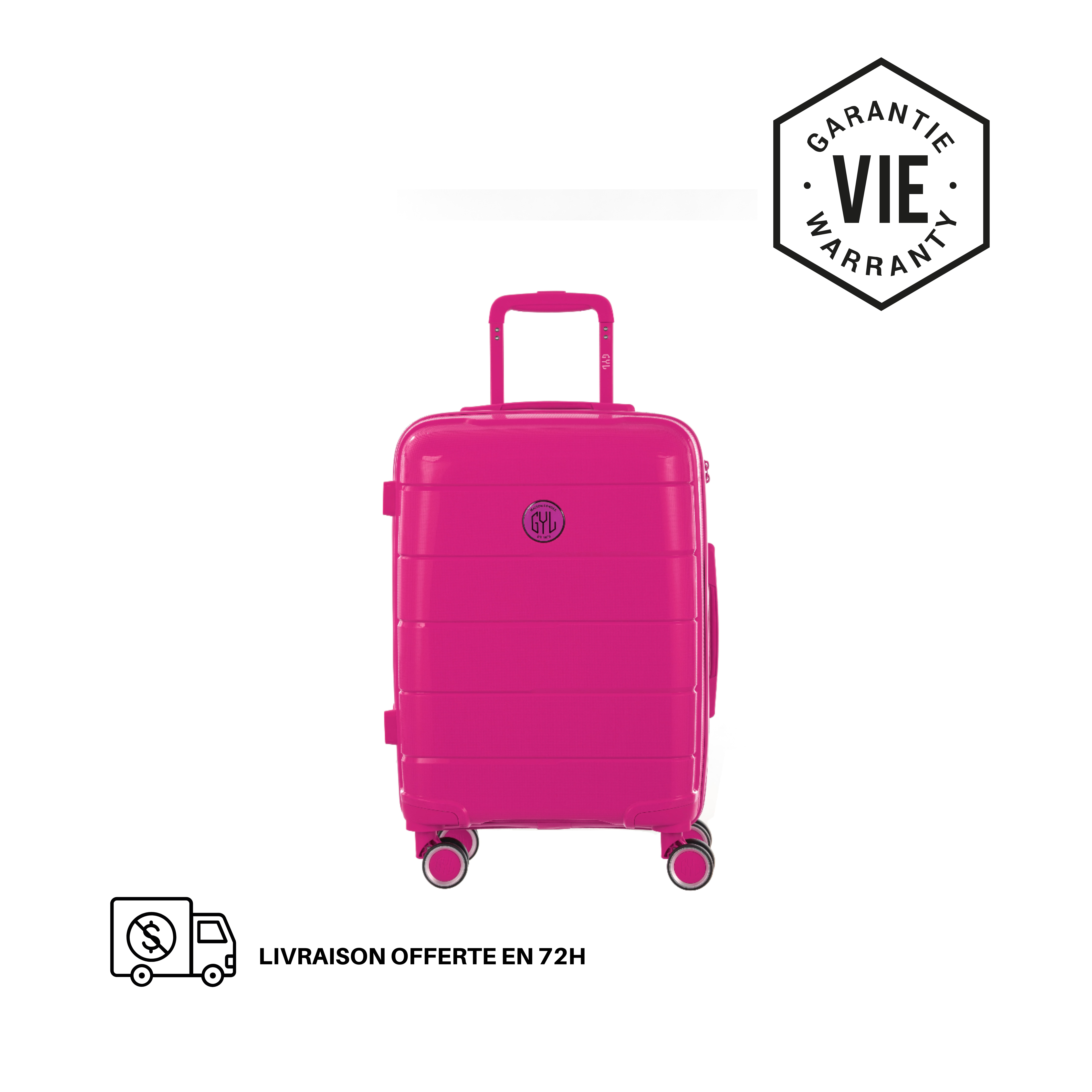 VALISE RIGIDE FUCHSIA CH3 CABINE (TAILLE S)