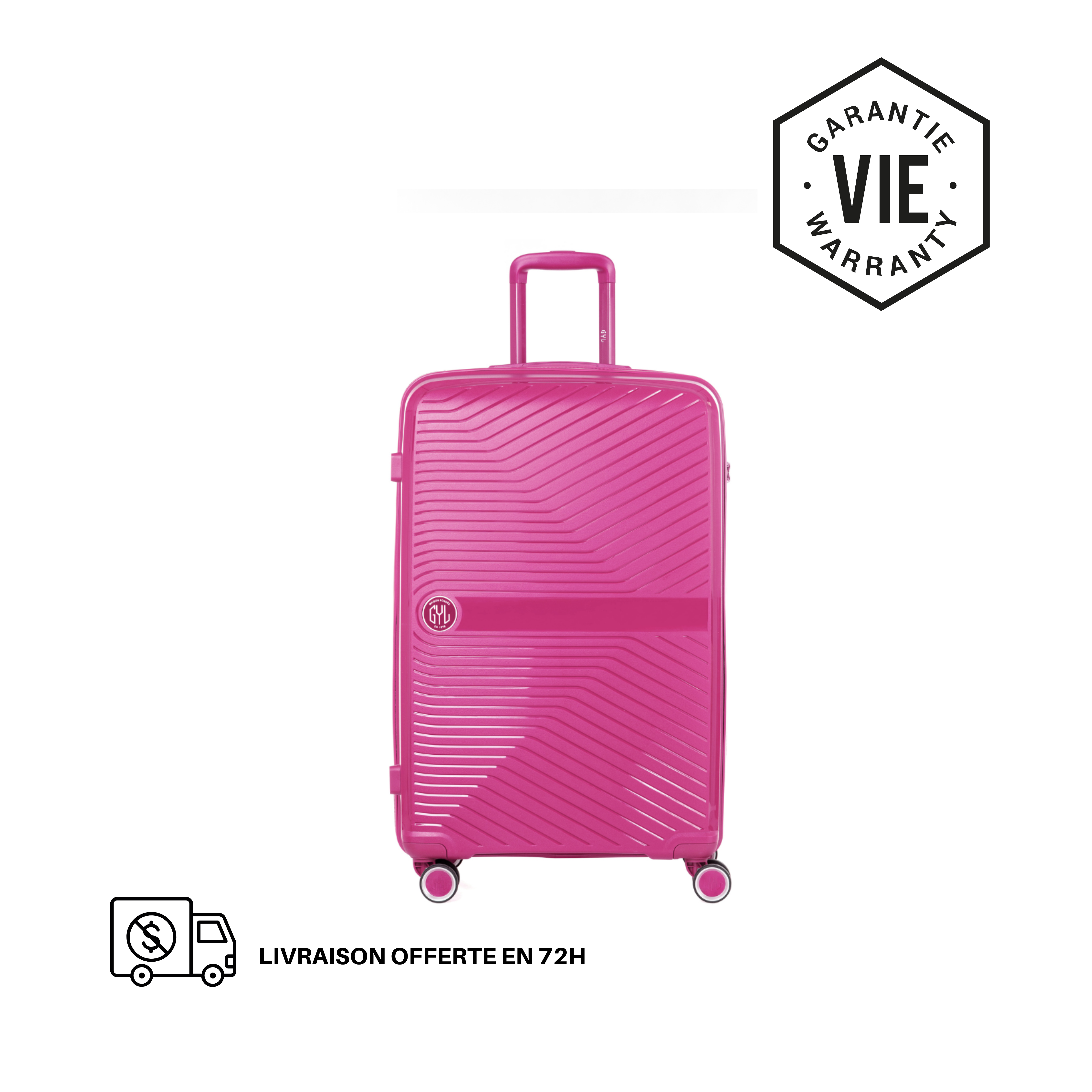 VALISE RIGIDE FUSHIA PP5 GRANDE (TAILLE L)