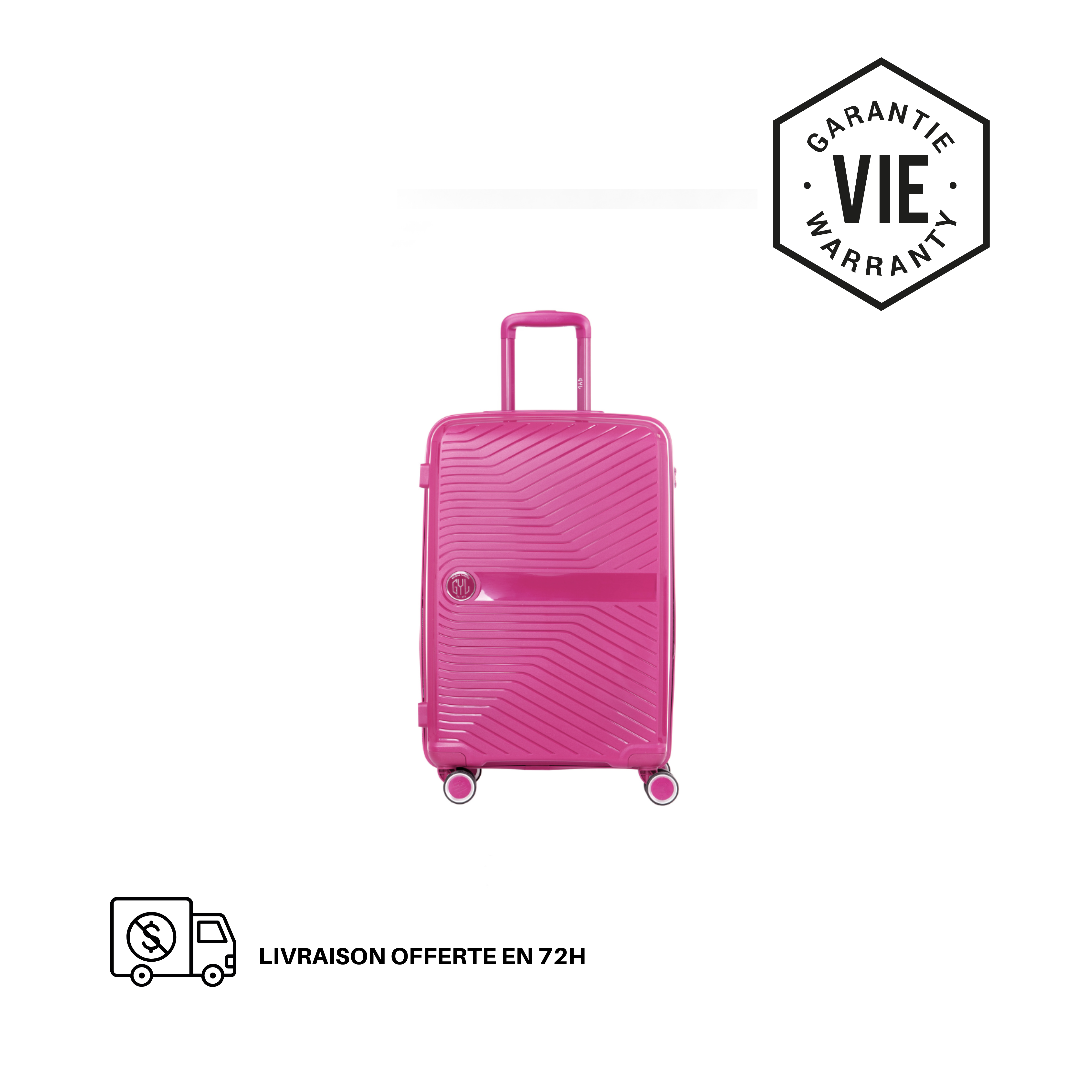 VALISE RIGIDE FUSHIA PP5 MOYENNE (TAILLE M)